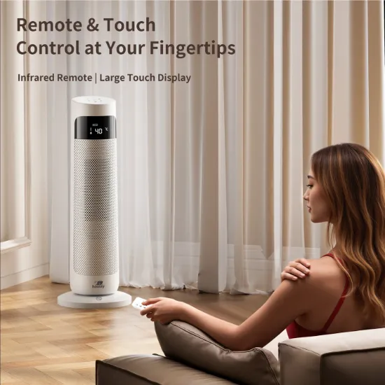 Picture of Houszy PTC Ceramic Tower Heater 2000W, Oscillating Electric Fan Heater with Thermostat 15–40°C, 24‑Hour Timer, Remote, Tip‑Over and Overheat Protection, Touch LED Display
